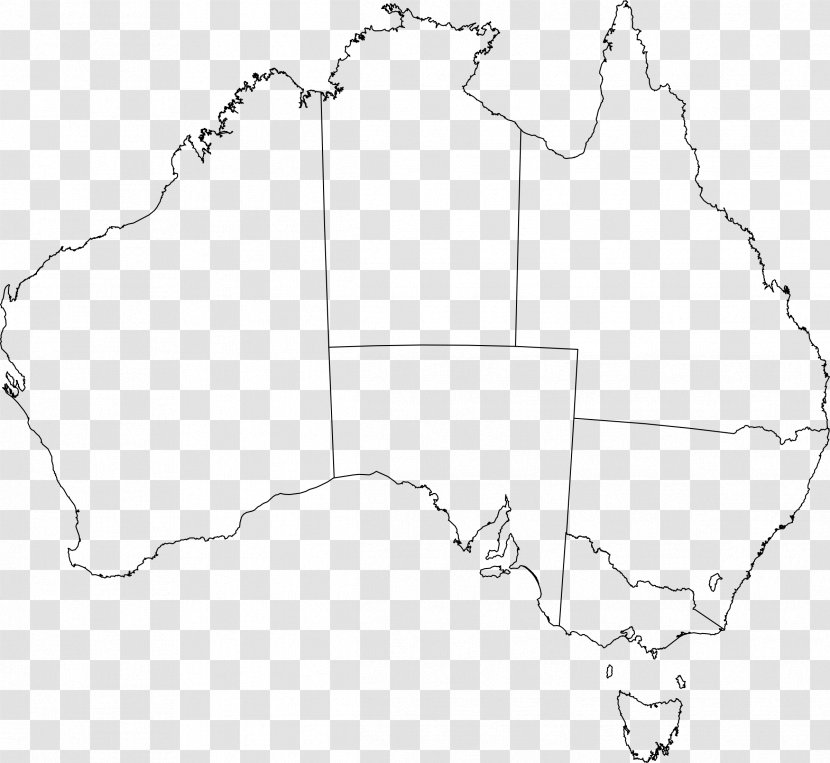 Australia Blank Map Geography Clip Art - South - Outline Transparent PNG
