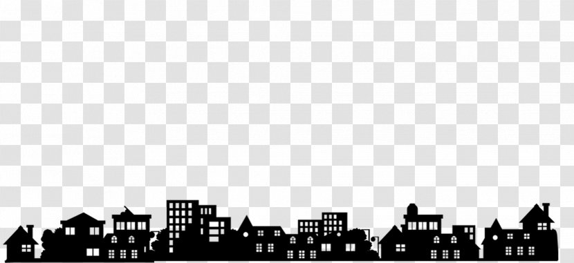 Silhouette Cartoon Black And White - Monochrome - House Transparent PNG