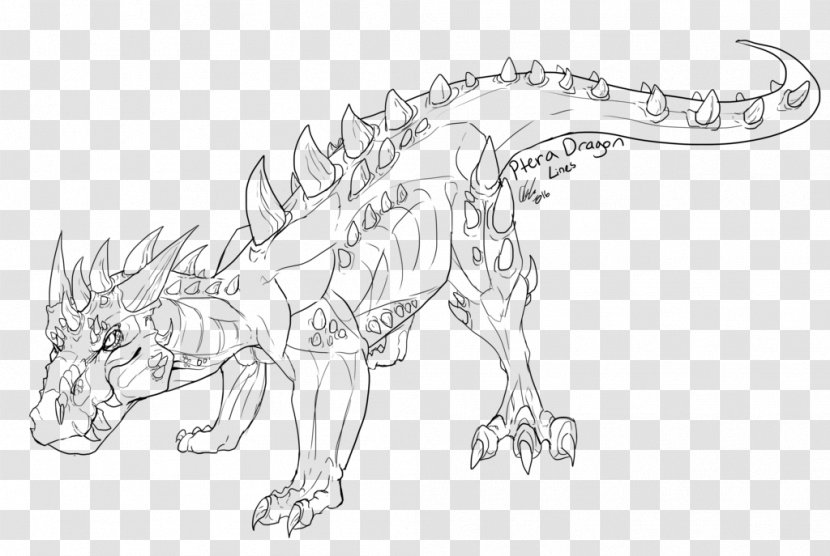 Wildlife Line Art Character White Sketch - Carnivoran - Dragon Transparent PNG