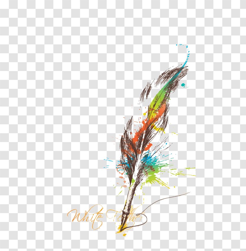 Paper Quill Color Feather - Inkwell - Ink Irregular Feathers Transparent PNG