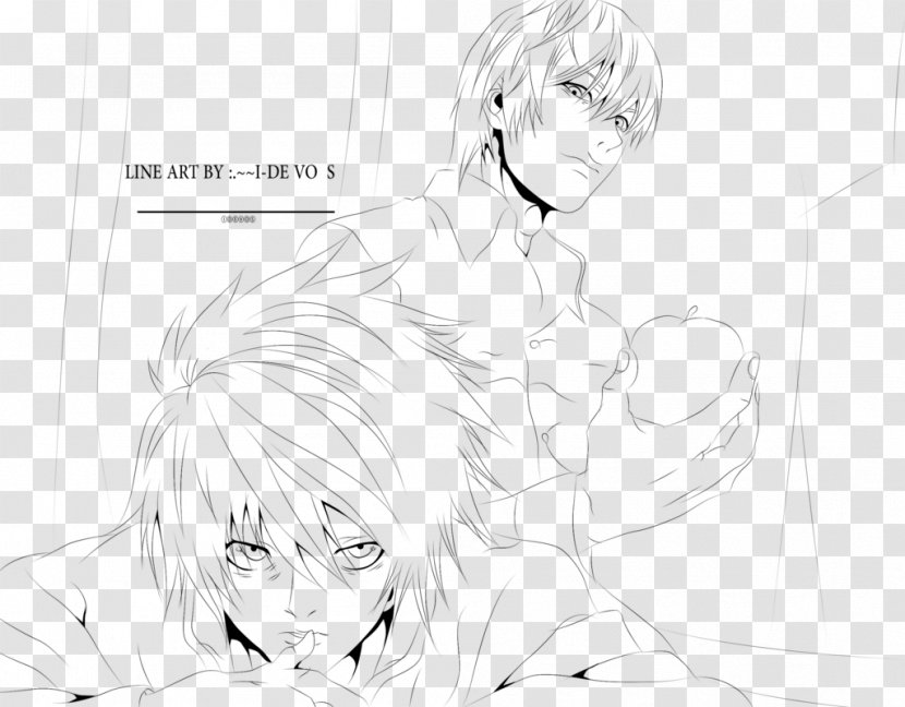 Line Art Drawing White Cartoon Sketch - Death Note Transparent PNG