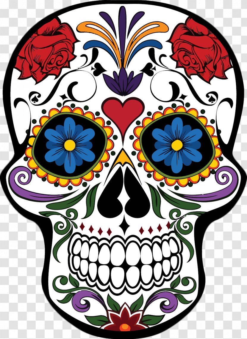 Calavera T-shirt Day Of The Dead Skull Mexican Cuisine - Floral Design - Vector Hand-painted Mask Transparent PNG