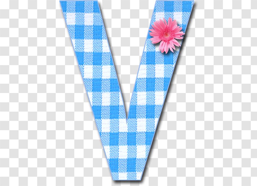 Letter English Alphabet V - Textile - Gingham Pattern Transparent PNG