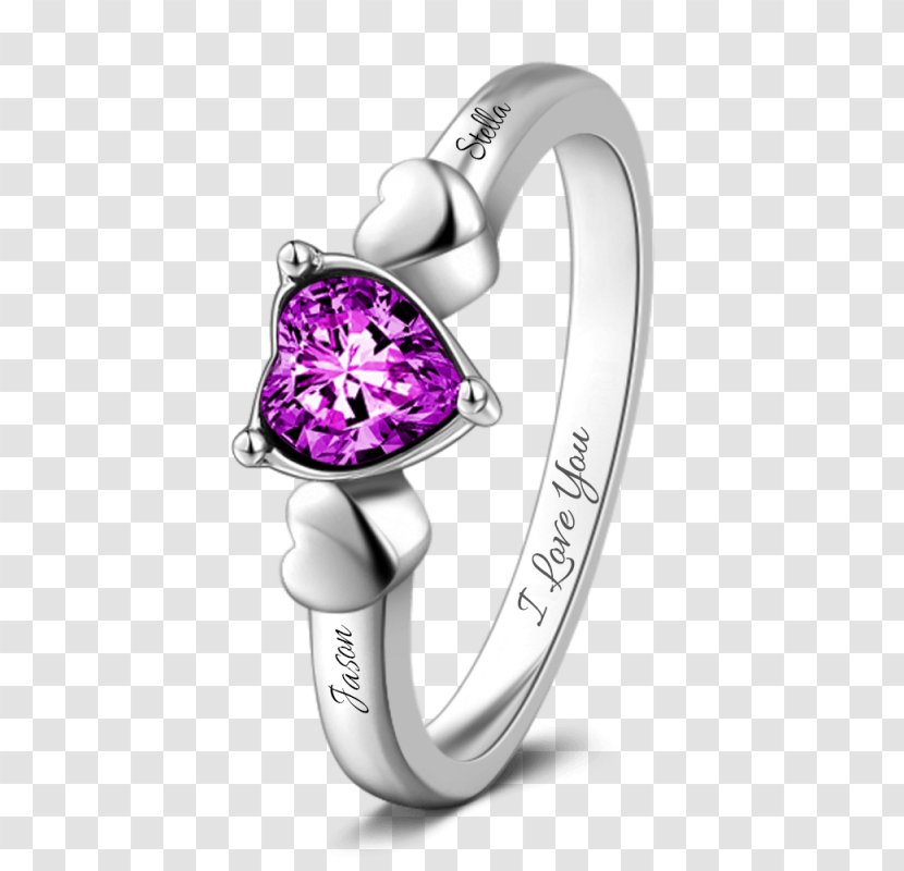 Amethyst Wedding Ring Birthstone Gemstone - Magenta - Couple Rings Transparent PNG