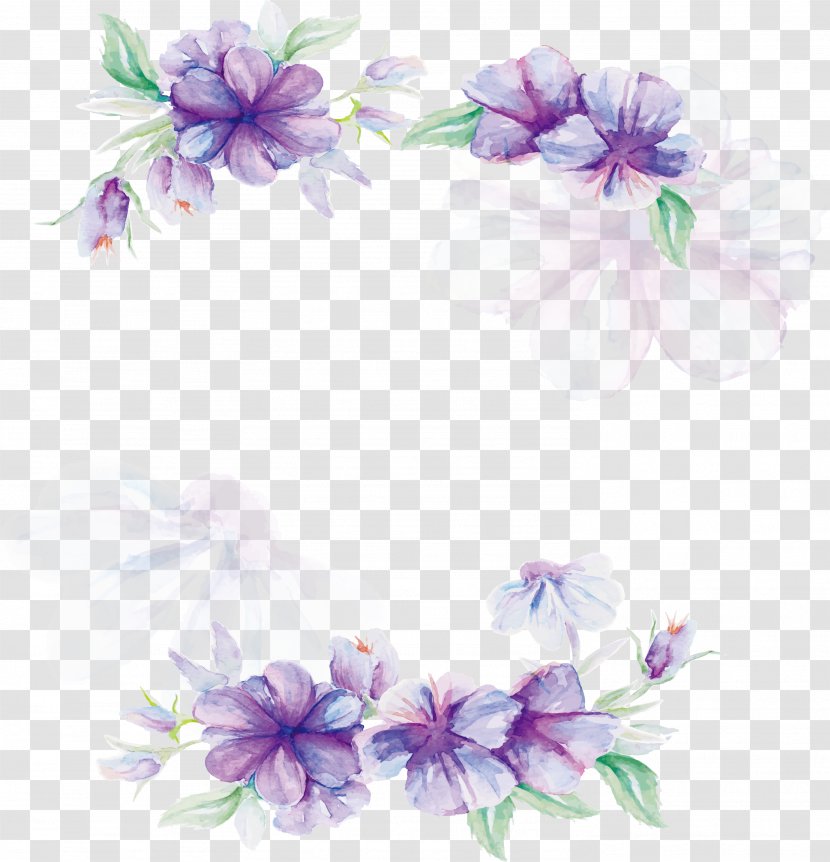 Floral Design Lilac Flower Pattern - Ornament - Watercolor Purple Poster Transparent PNG