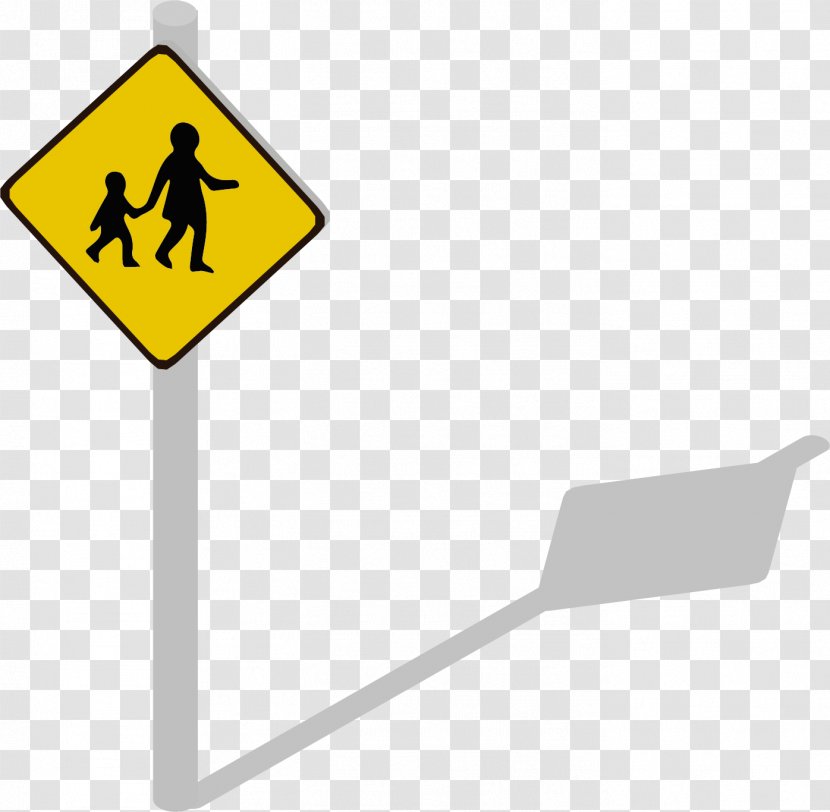 Traffic Sign Warning Pedestrian Crossing - Information - Vector Road Transparent PNG