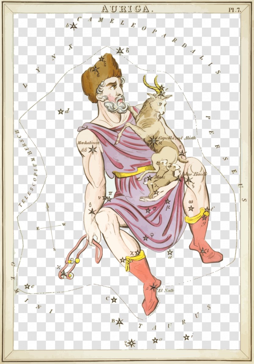 Auriga Constellation Perseus Uranias Mirror Capella - Cartoon - Vector Man Holding A Lamb Transparent PNG