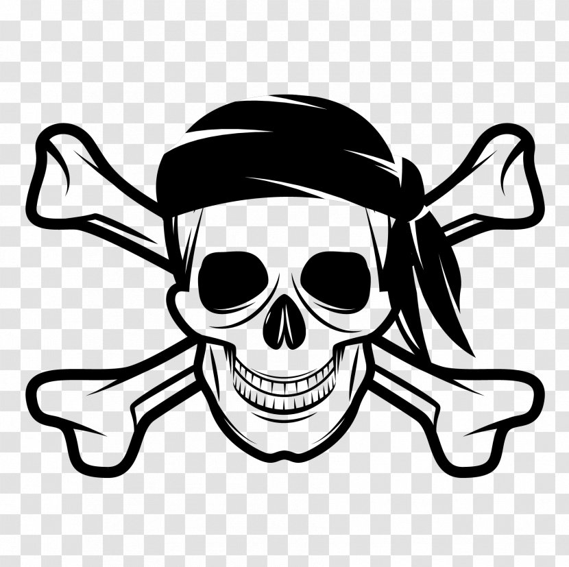 Skull And Bones Crossbones Human Symbolism Jolly Roger Piracy - Monochrome Transparent PNG