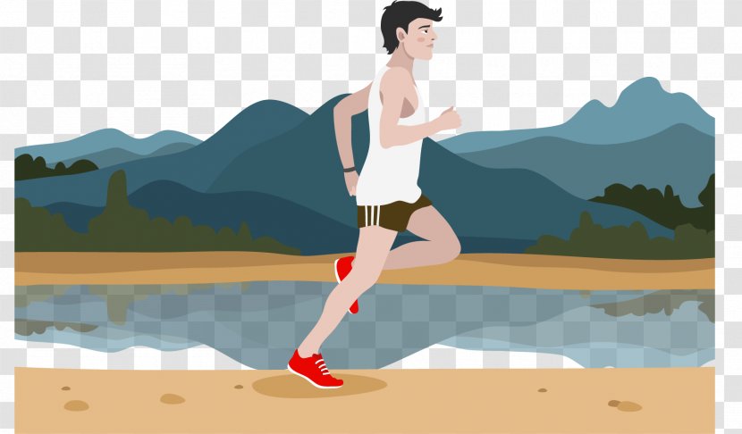 Euclidean Vector Icon - Watercolor - Painted Beach Running Man Transparent PNG