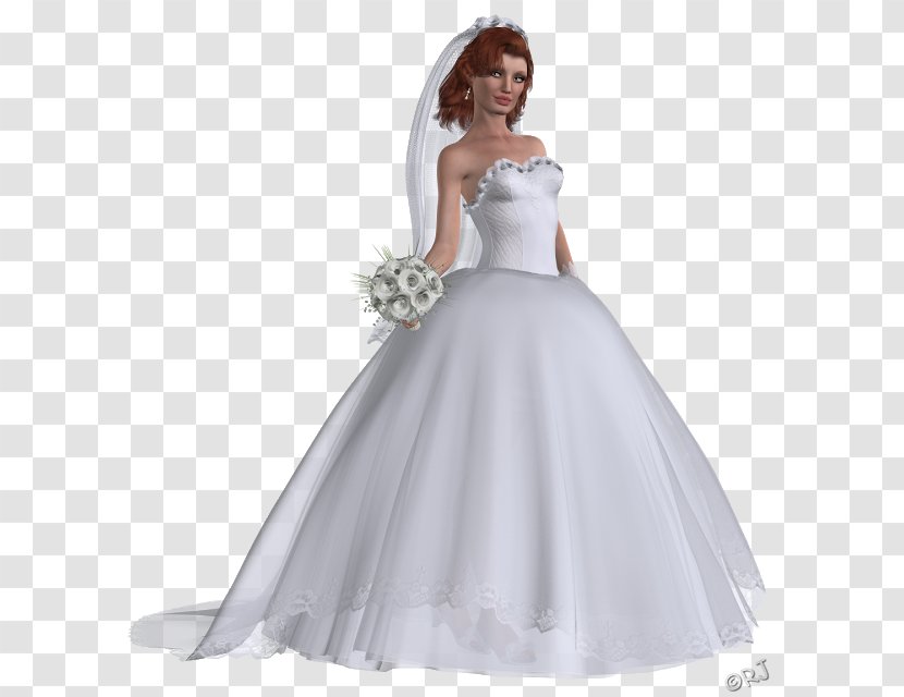 Cartoon Wedding - Strapless Dress - Model Formal Wear Transparent PNG