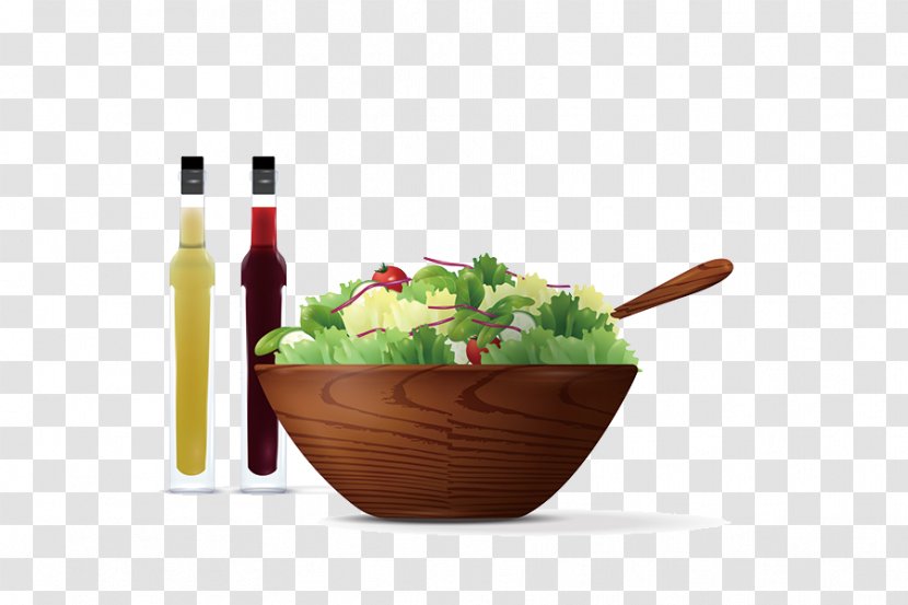 White Wine Salad Bowl Cuisine Illustration - Flowerpot - Healthy Transparent PNG
