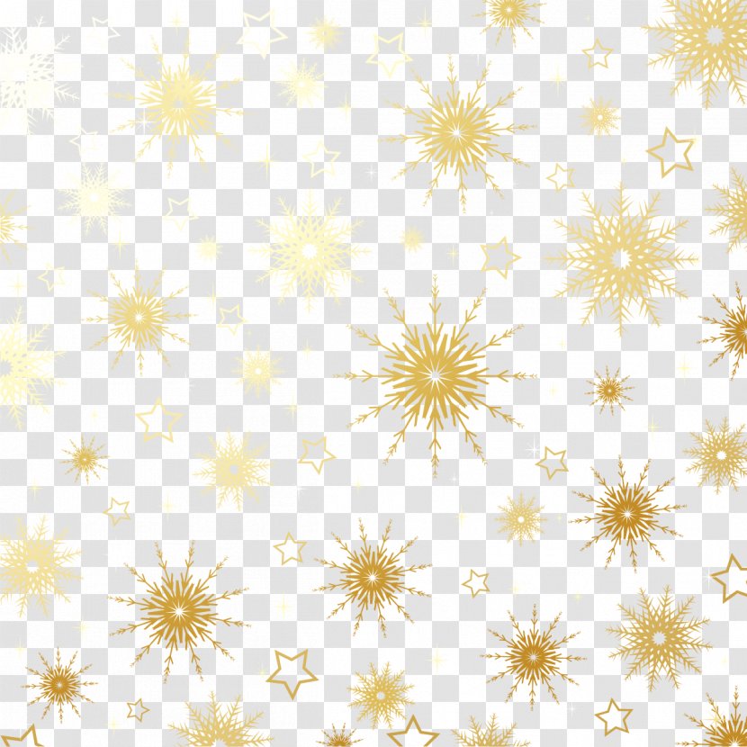 Christmas Snowflake - Flower - Golden Snowflakes Transparent PNG