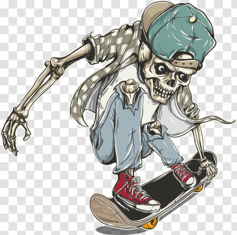 Getafe Skeleton At The 2018 Winter Olympics - Men T-shirt SkateboardingPlay Skateboard Skull Transparent PNG