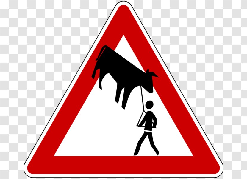 Taurine Cattle Traffic Sign Stupidedia Triangle - Text Transparent PNG