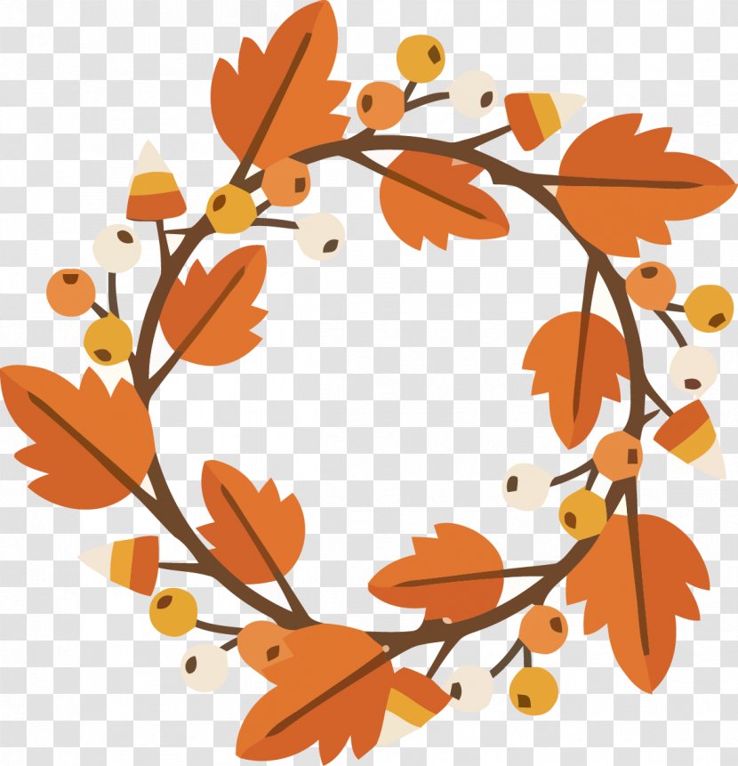 Autumn Wreath Clip Art - Orange Transparent PNG