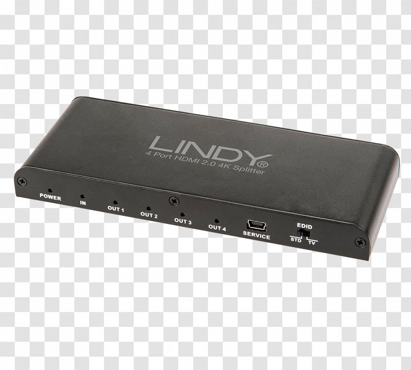 LINDY-USA 38221 4 Port HDMI 2.0 4K UHD Splitter Ultra-high-definition Television Computer Resolution - Electronics - Atenção Transparent PNG