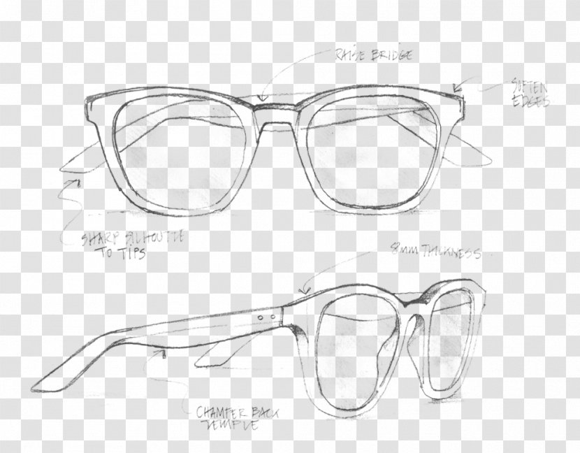 Sunglasses Drawing Eyewear Sketch - Calvin Klein - Glasses Transparent PNG