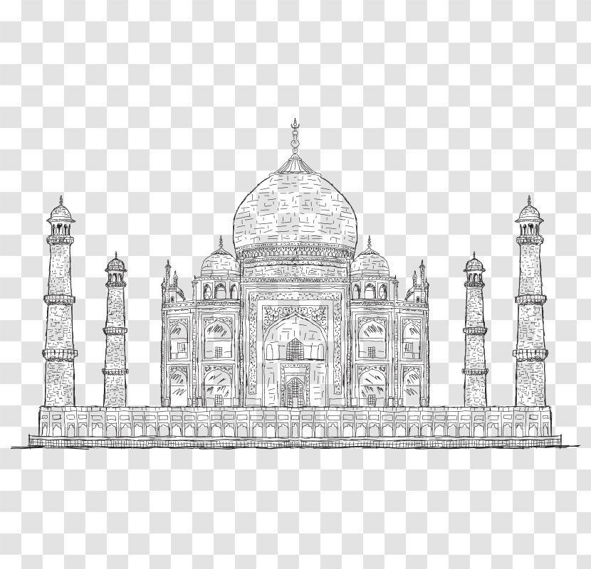 Taj Mahal Drawing Tourist Attraction Sketch - Place Of Worship - Hand-painted Line Transparent PNG