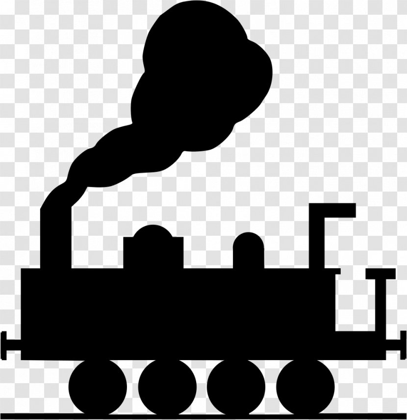 Train Rail Transport Rapid Transit Steam Locomotive Clip Art - Black And White Transparent PNG