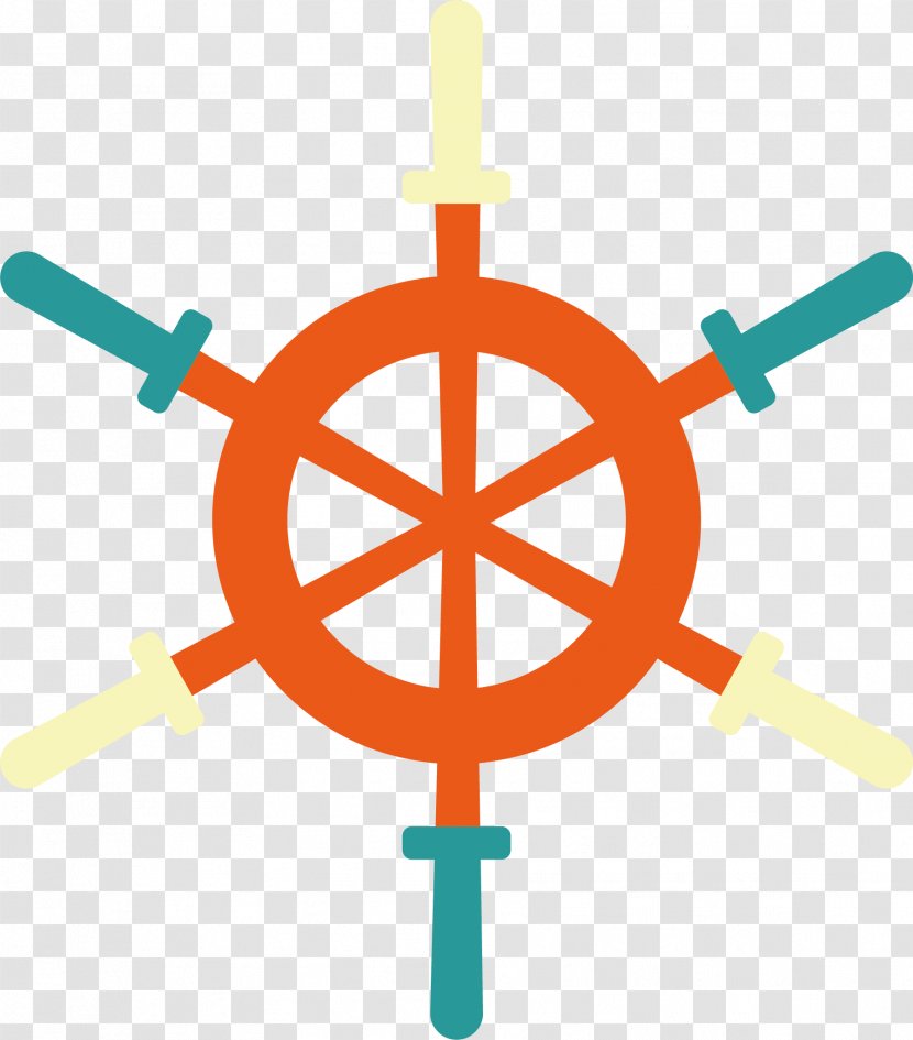 Maritime Transport Ships Wheel Sailing Party - Anchor - Vector Creative Orange Paddle Transparent PNG