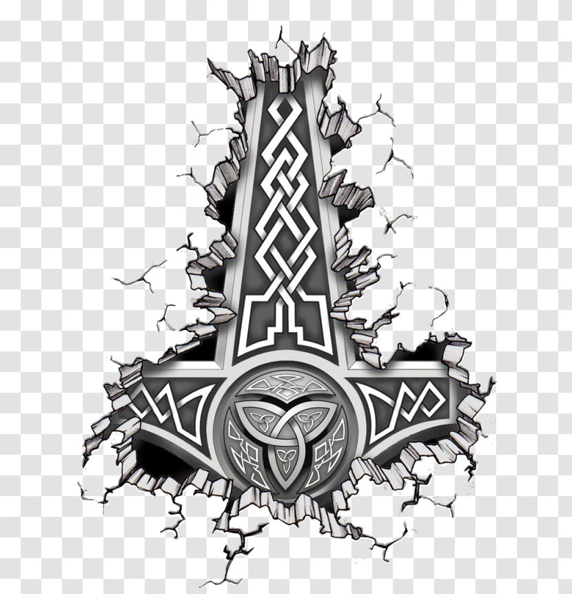 Hammer Of Thor Tattoo Vikings Icelandic Magical Staves - Symbol Transparent PNG