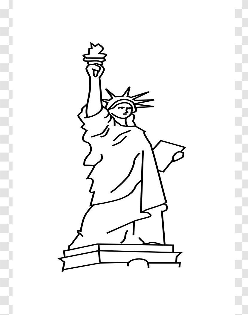 Statue Of Liberty Cartoon Drawing Clip Art - Standing - Outline Transparent PNG