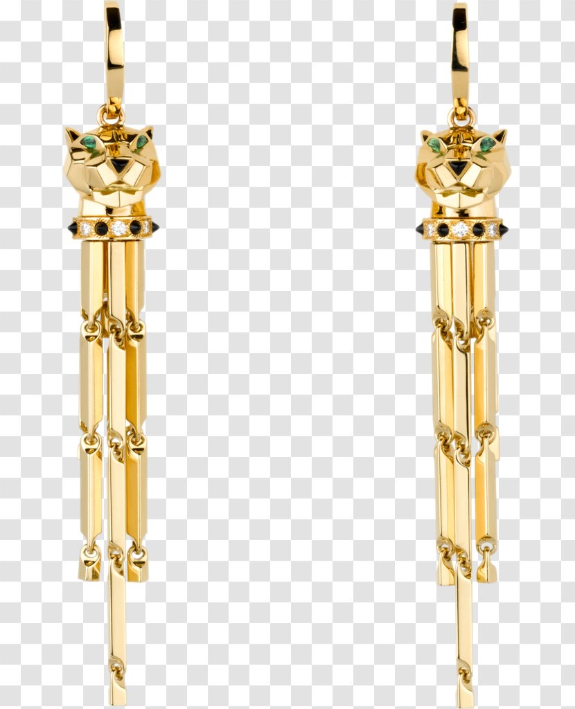 Earring Leopard Cartier Jewellery Watch - Gold - Cheetah Earrings Transparent PNG
