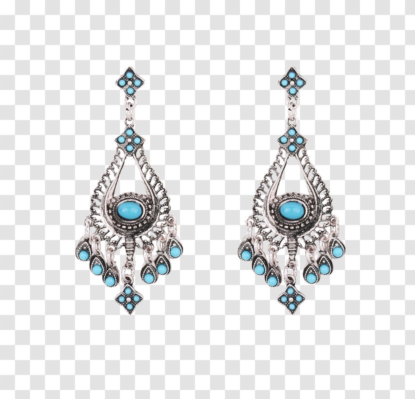 Turquoise Earring Body Jewellery Woman - Silver Transparent PNG