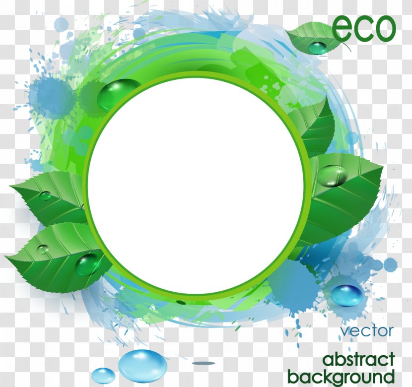 Circle Graphic Arts Grunge - Aqua - Vector Water Drops With Leaves Transparent PNG