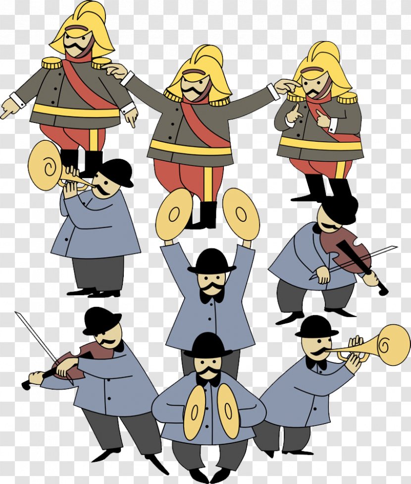 Orchestra Musical Ensemble Conductor Clip Art - Silhouette - Military Band Playing Instruments Transparent PNG