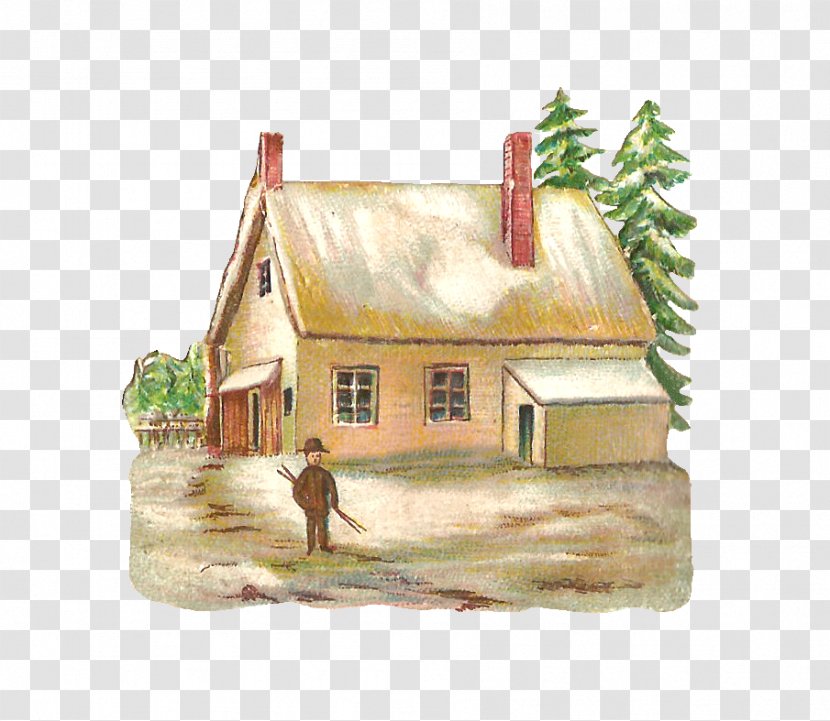English Country House Farmhouse Clip Art - Winters Transparent PNG