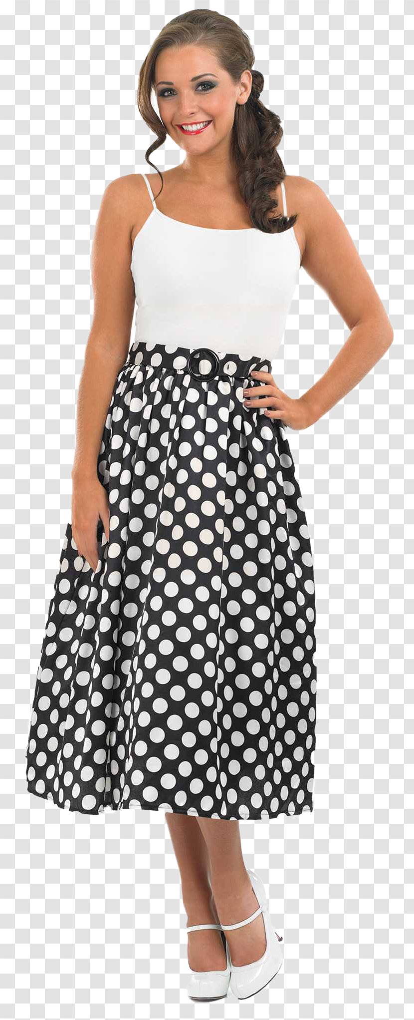 Polka Dot 1950s Dress Skirt Costume - Fashion Model - Period Transparent PNG