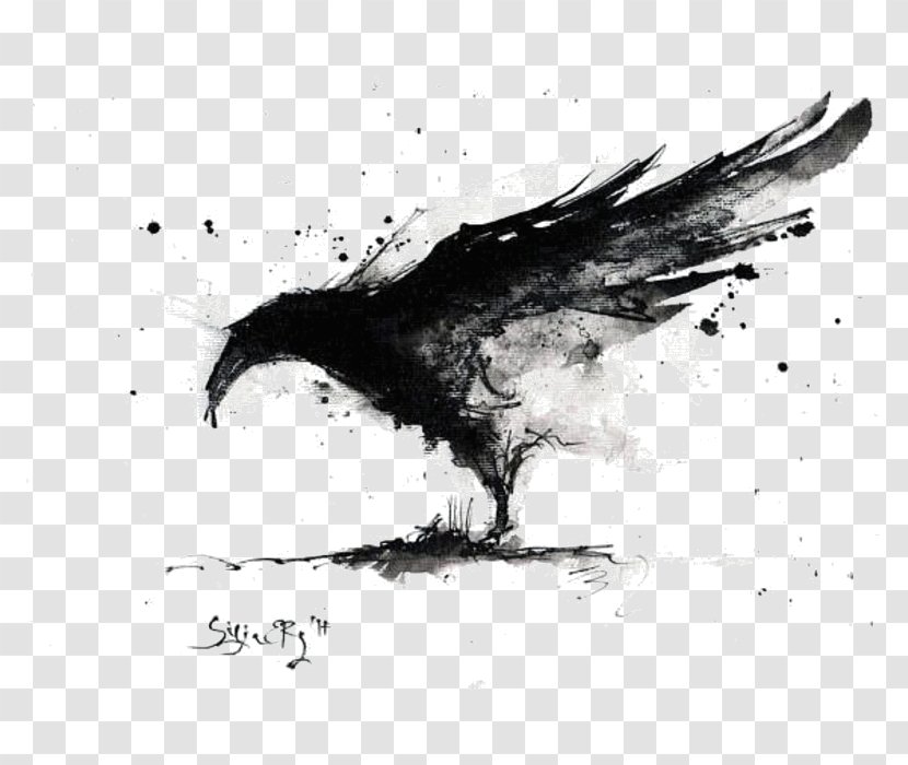 Common Raven Abstract Art Painting Canvas - Crow Transparent PNG