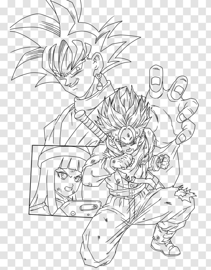 Line Art Goku Trunks Vegeta Gohan - Bardock Transparent PNG
