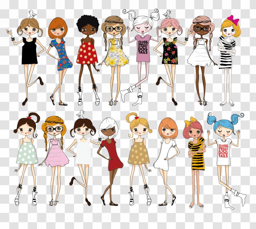 Fashion Illustration Cartoon - Frame - Vector Girls Transparent PNG