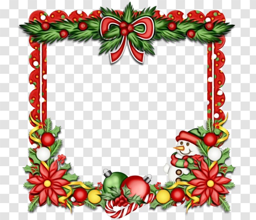 Christmas Decoration - Picture Frame - Holly Holiday Ornament Transparent PNG