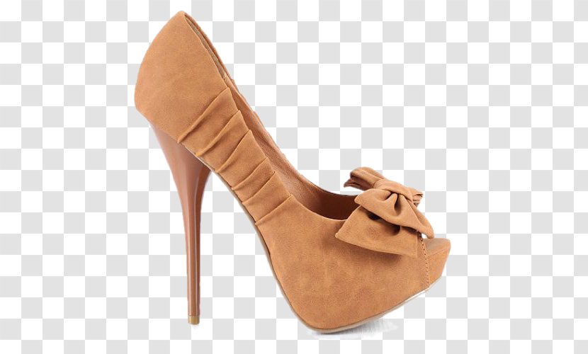 Suede Heel Shoe Sandal - Peach Transparent PNG