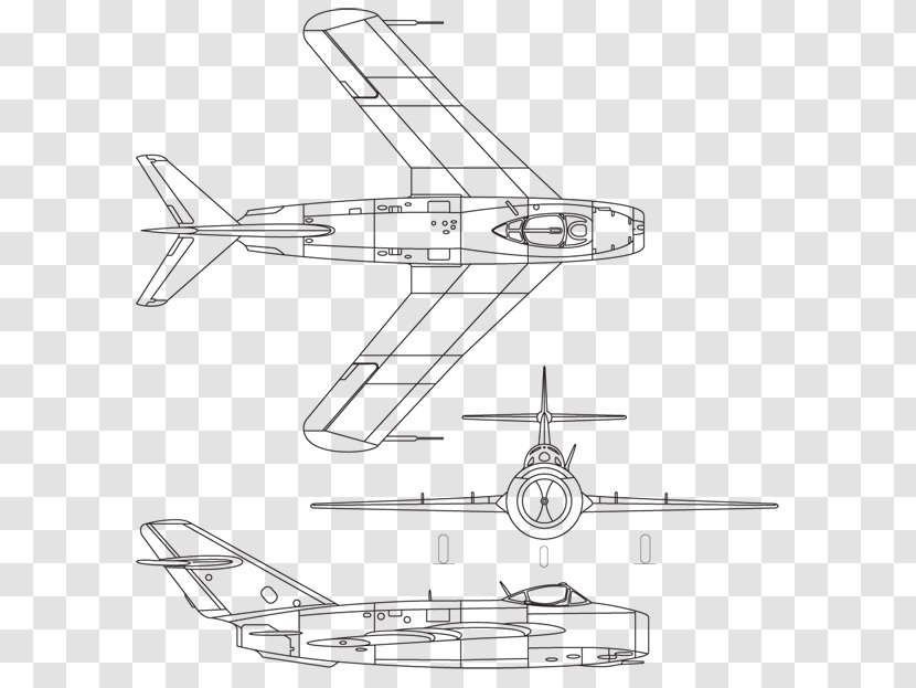 Mikoyan-Gurevich MiG-17 Airplane MiG-15 Shenyang J-5 Aircraft - Wing - Sketch Transparent PNG