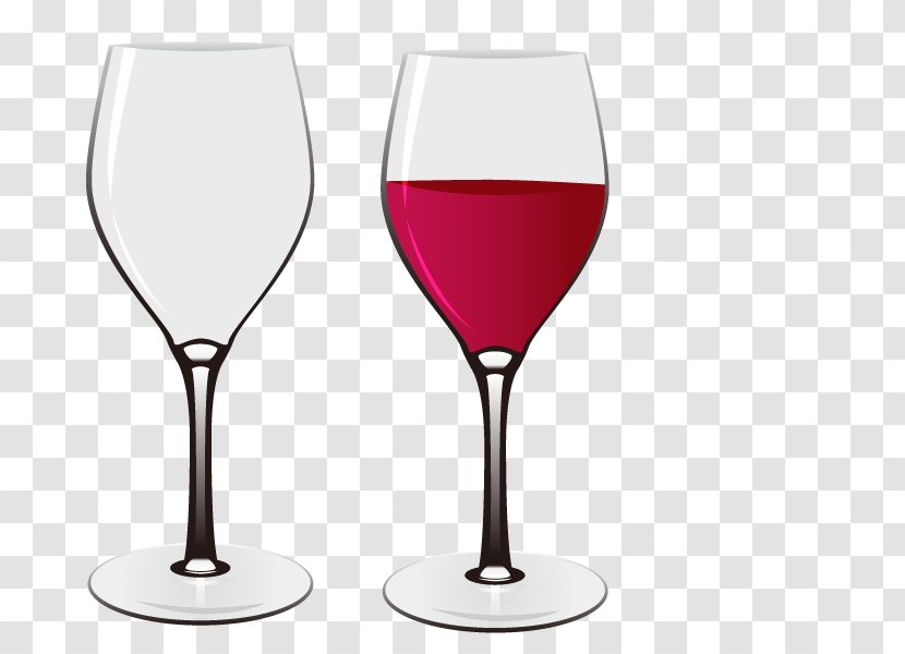 Red Wine Glass Euclidean Vector - Champagne Stemware Transparent PNG