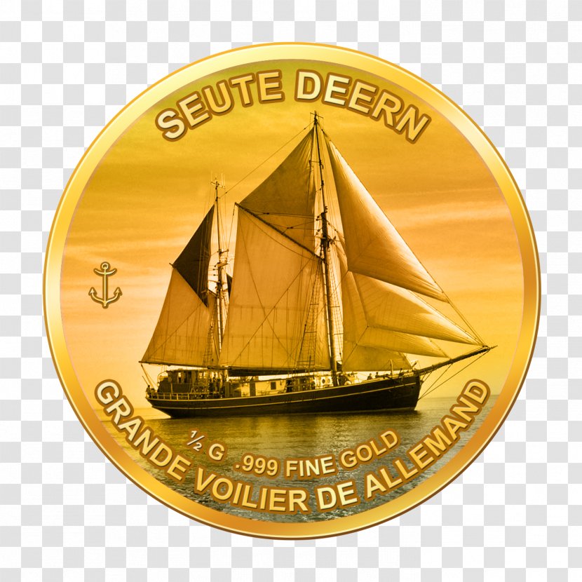 Seute Deern Guinea Pamir Coin Sailing Ship - Gold Transparent PNG
