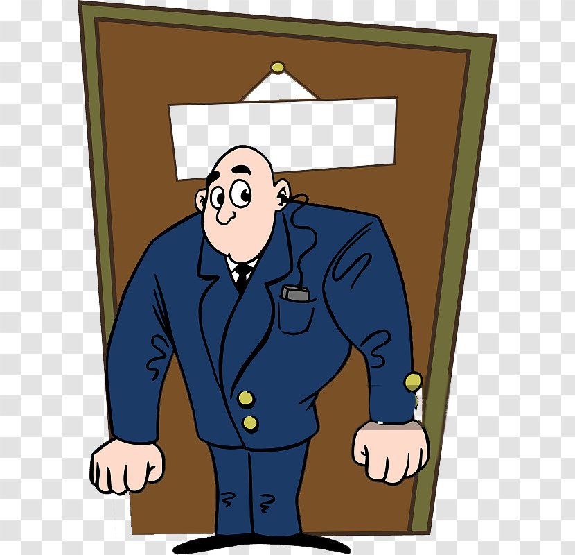 Cartoon Animation Illustration - Security - A Policeman Patrolling The Doorway Transparent PNG