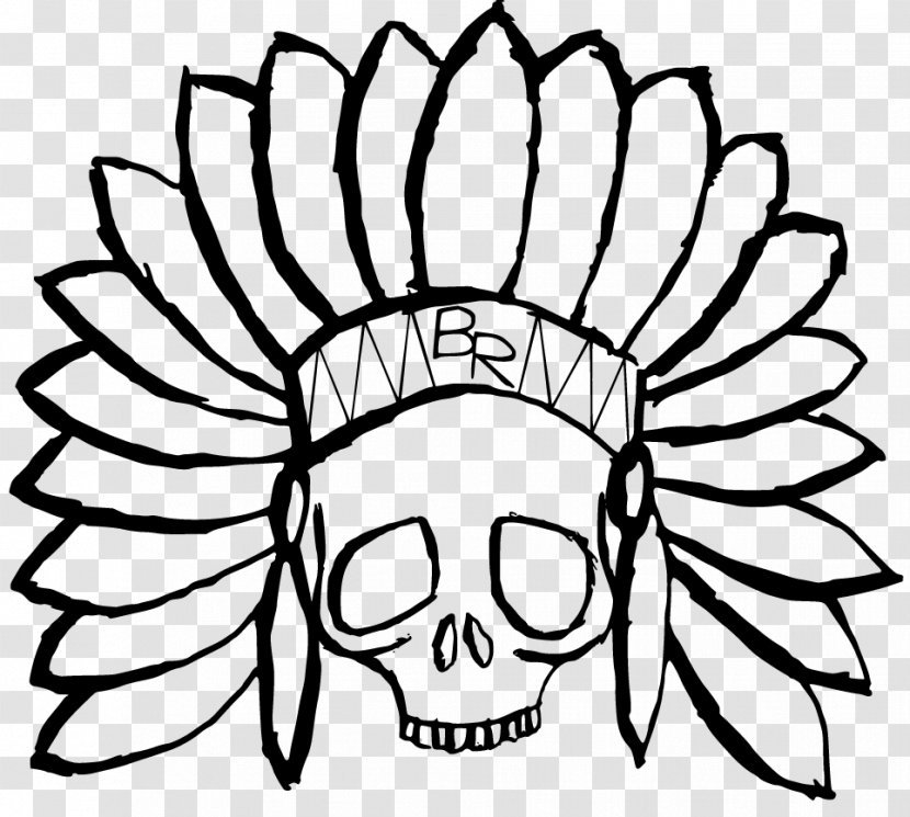Drawing /m/02csf Line Art Cartoon Clip - Silhouette - Indian Skull Transparent PNG