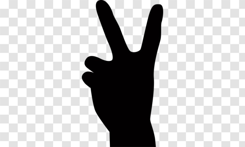Victory - Black And White - Sign Language Transparent PNG