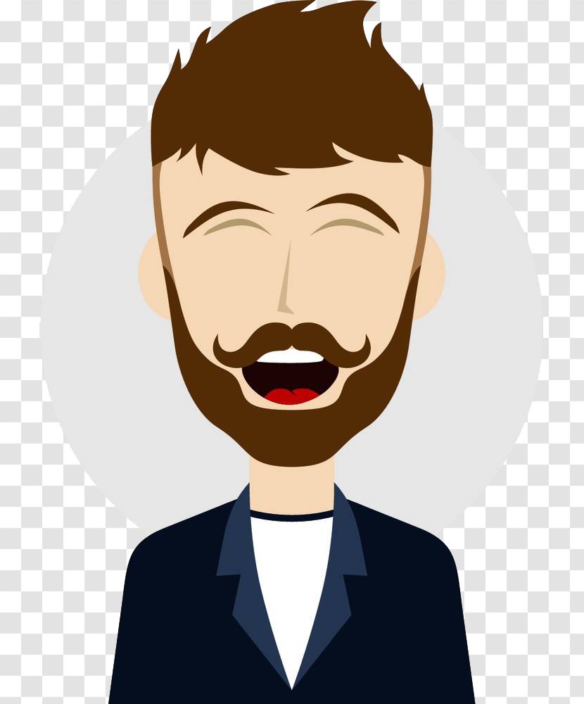 Cartoon Stand-up Comedy Royalty-free Illustration - Facial Hair - Flat Wind, Laughing, Business People Transparent PNG