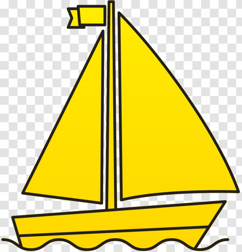 Clip Art Triangle Black & White - Sailboat - M Yellow Transparent PNG