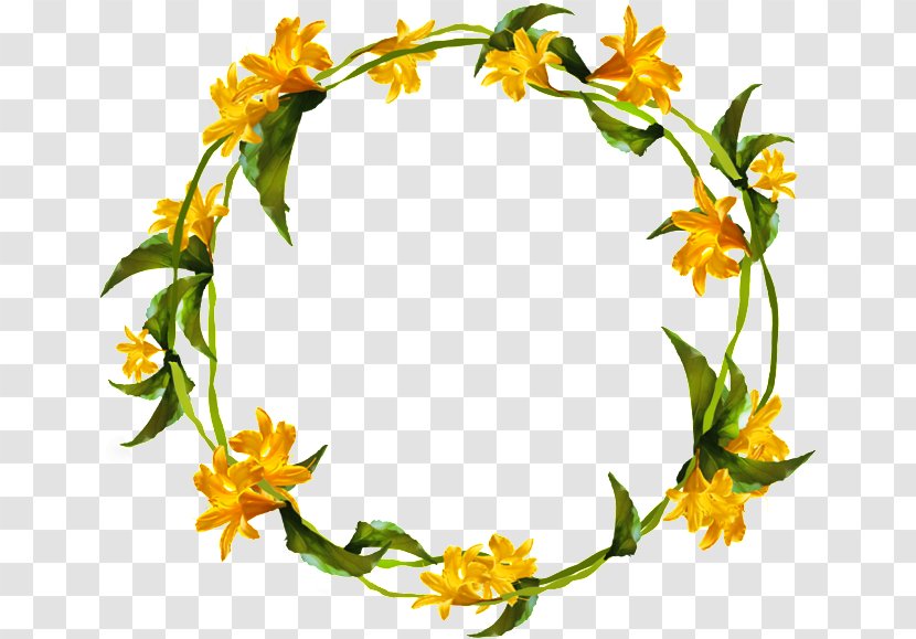 Floral Design Yellow Flower Wreath - Watercolor Painting Transparent PNG