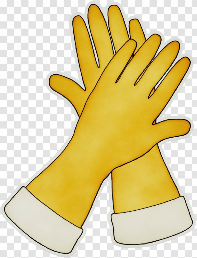 Safety Glove Yellow Personal Protective Equipment Finger - Watercolor - Fashion Accessory Thumb Transparent PNG