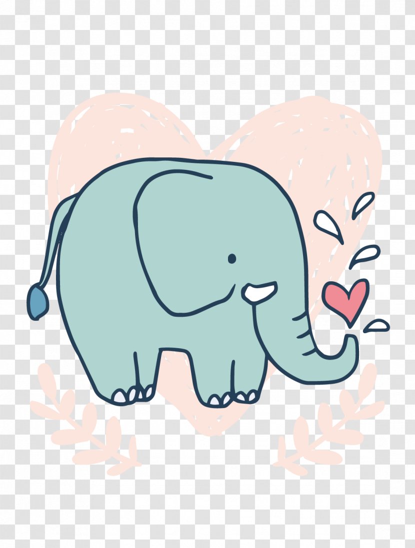 Elephant Computer File - Heart - Hand Painted Transparent PNG