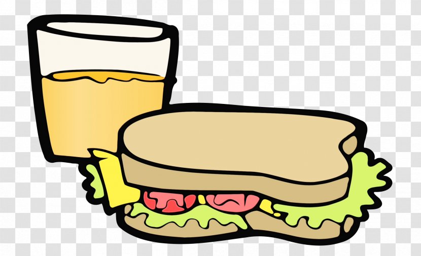 Junk Food Cartoon - Yellow - Breakfast Sandwich Cheeseburger Transparent PNG