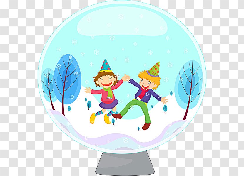 Child Cartoon Party Illustration - Snowman - Crystal Ball Transparent PNG